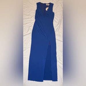NWOT Hello Molly Blue Dress with High Slit up the leg; Size: 12